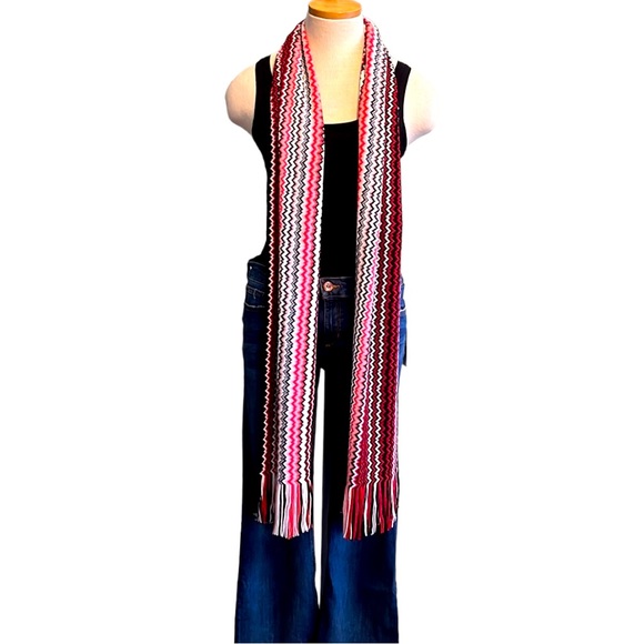 Missoni Multicolor Zig-Zag Fringed Long Wool Scarf - Picture 11 of 16